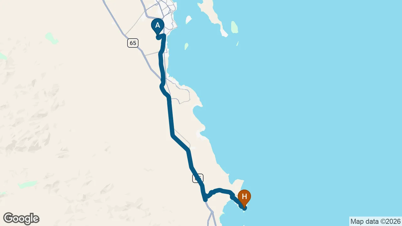 Driving route from Hurghada Airport to Sheraton Soma Bay Resort